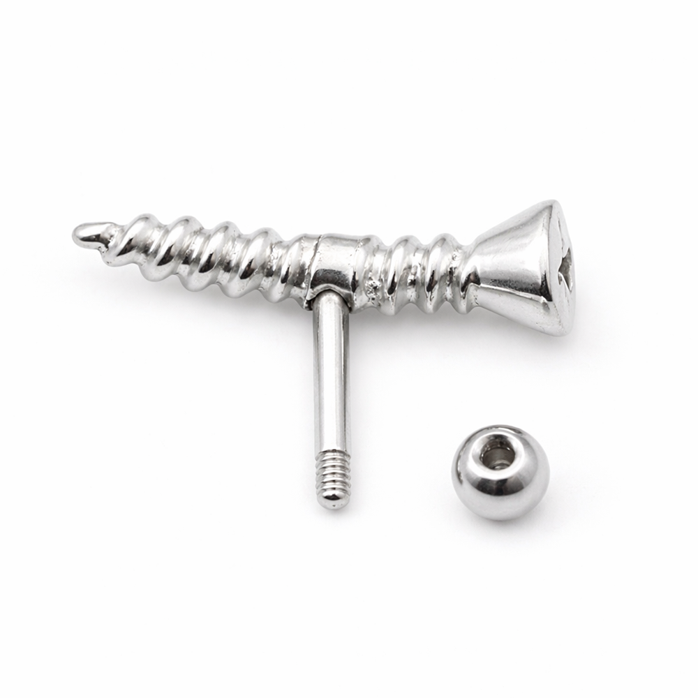 Surgical Steel Screw Top Cartilage Barbell 16 Gauge 6mm - photo 3