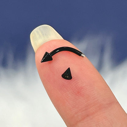 Surgical Steel 16 Gauge Curved Eyebrow Barbell with Black Spike - photo 3