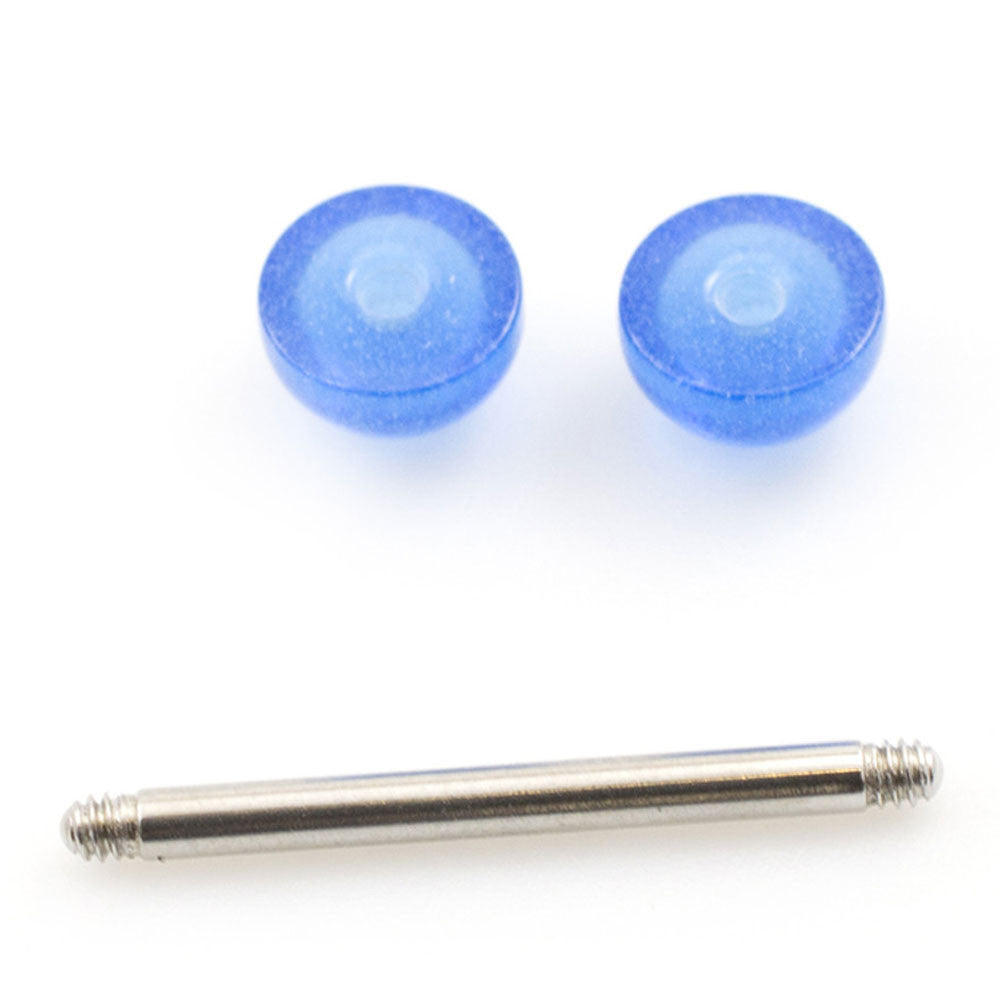 Surgical Steel 14 Gauge Tongue Barbells Acrylic Half Ball - 10 Pack
