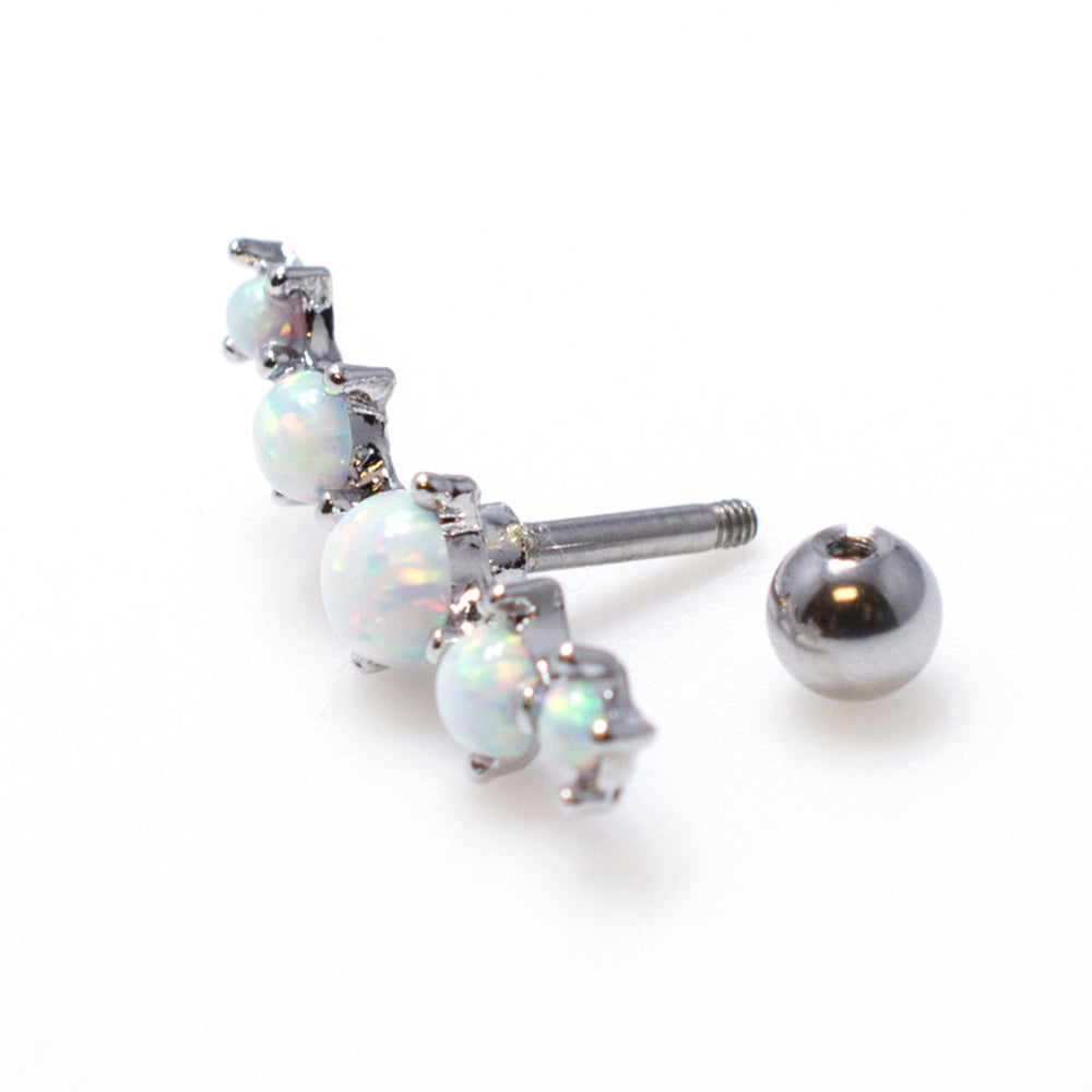 Surgical Steel 16 Gauge Tragus Barbell with Five Opal - photo 2