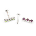 Surgical Steel 14 Gauge Triple CZ Flat Back Labret Studs - Pair