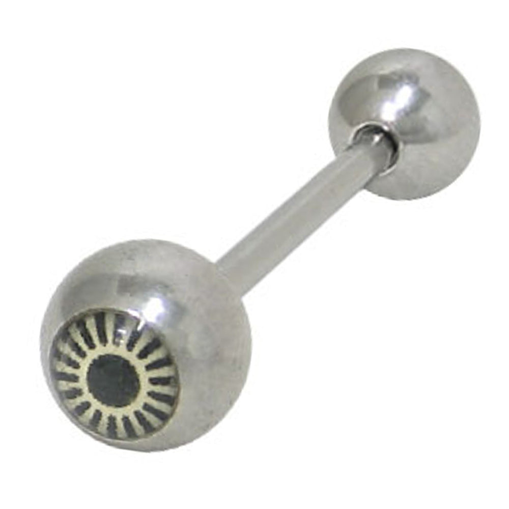 Surgical Steel 14 Gauge Tongue Barbell with Eye Lens Logo