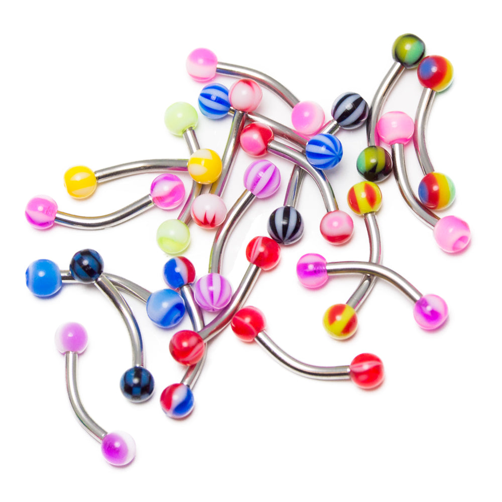 Surgical Steel & Flexible Eyebrow and Lip Jewelry Value Pack - 20 Pack