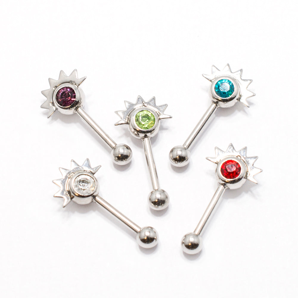 Surgical Steel 16 Gauge Eyebrow Barbell with Sterling Silver Design