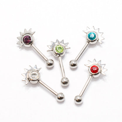Surgical Steel 16 Gauge Eyebrow Barbell with Sterling Silver Design