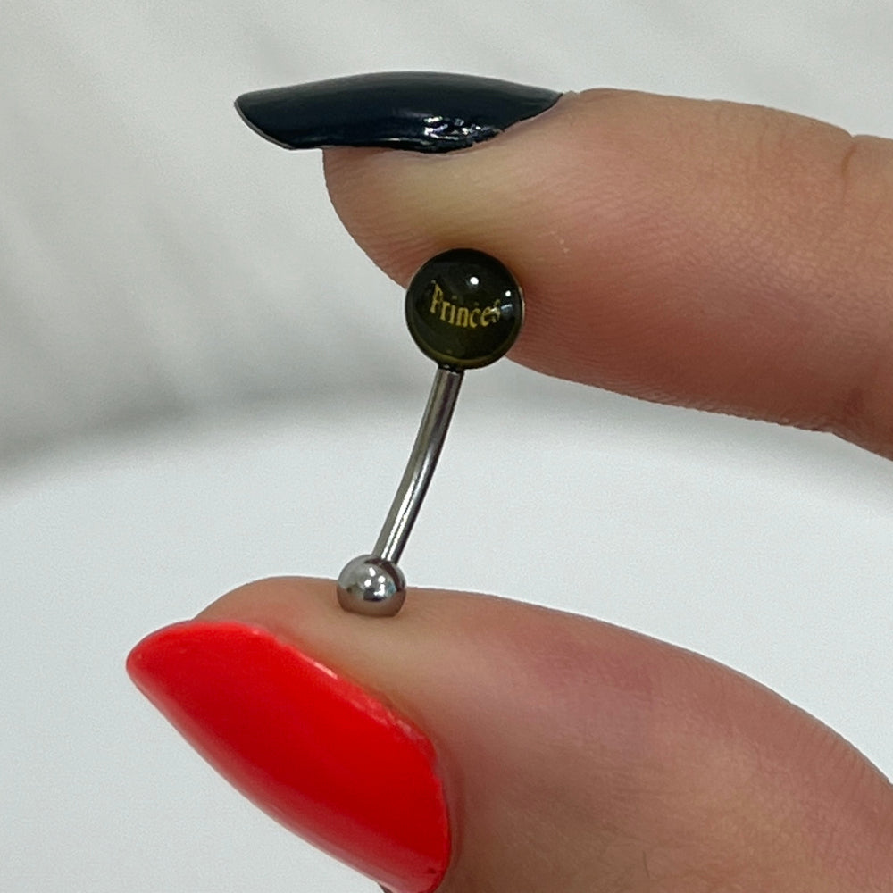 Surgical Steel 16 Gauge Curved Eyebrow Barbell with Princess Logo - photo 2