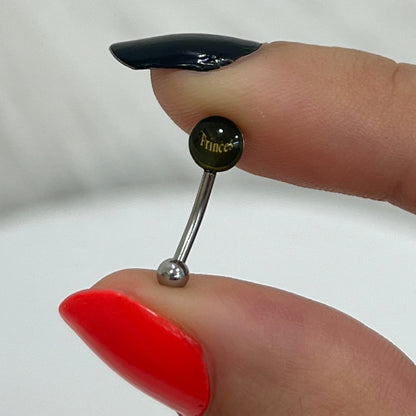 Surgical Steel 16 Gauge Curved Eyebrow Barbell with Princess Logo - photo 2