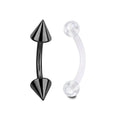 Black Anodized Surgical Steel 16G Curved Barbell & Retainer - Pair