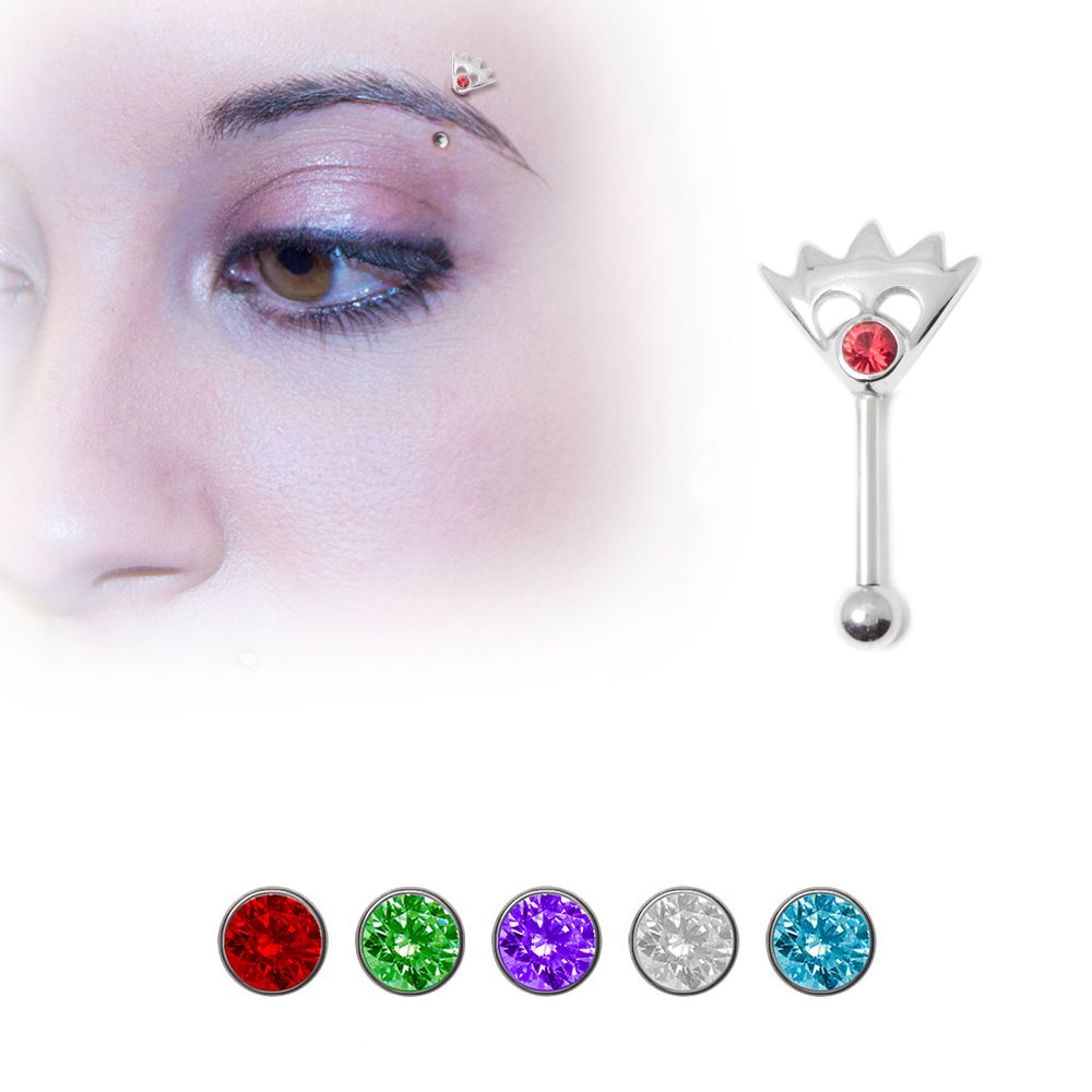 Surgical Steel 16 Gauge Eyebrow Barbell with Unique Sterling Silver