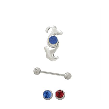 Surgical Steel 16 Gauge Eyebrow Barbell with Sterling Shield & Jewel