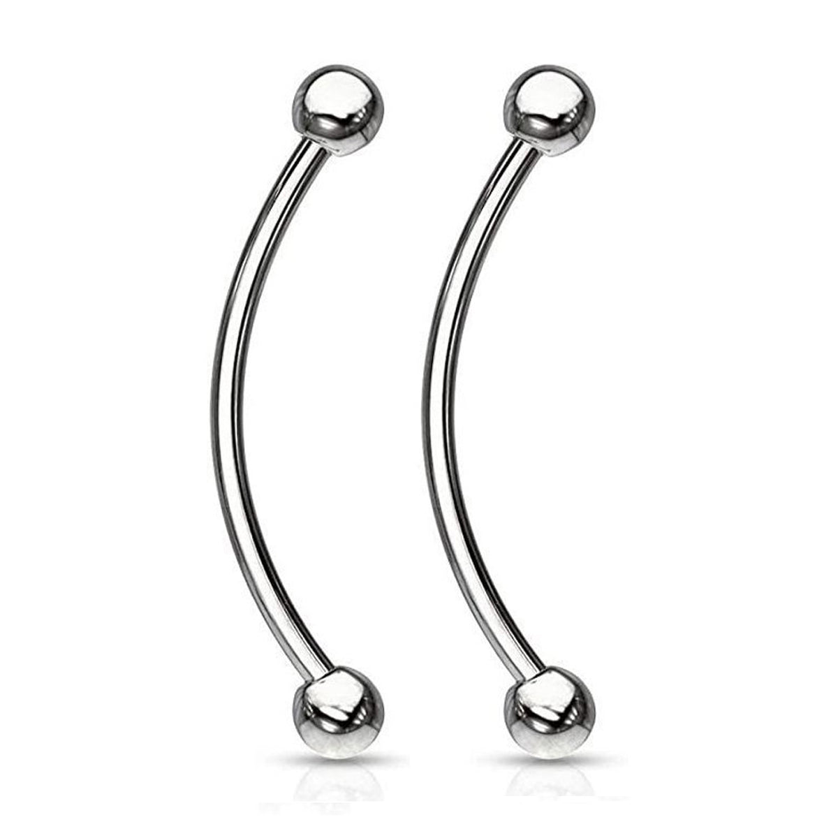 Surgical Steel Curved Barbell Tongue Ring 16 Gauge Snake Eye - Pair - Kruelty