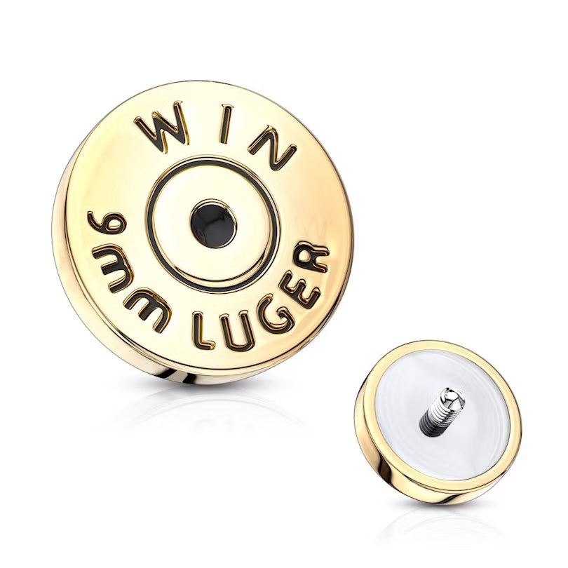 Surgical Steel Dermal Top 14 Gauge Internal Threaded Bullet Back - Kruelty