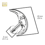 14K Solid Gold 18 Gauge Threadless Face in Crescent Moon Labret Stud