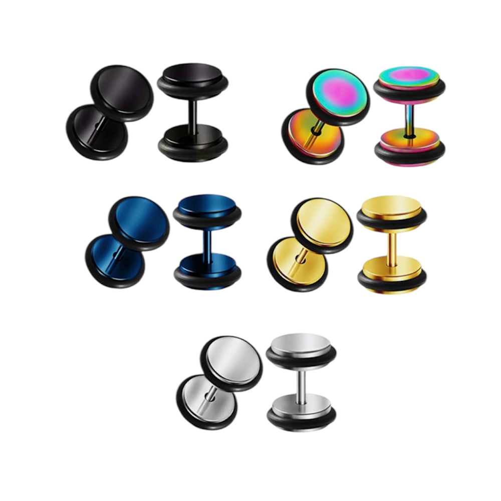 PVD Surgical Steel 16 Gauge Fake Ear Gauge Plugs - Pair