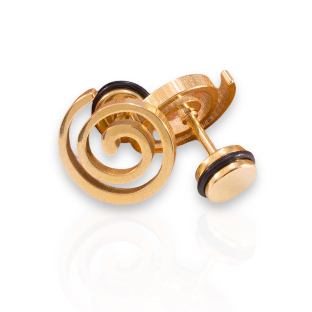 Surgical Steel 16 Gauge Fake Plugs with PVD Gold Spiral Swirl - Pair