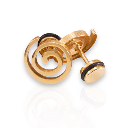Surgical Steel 16 Gauge Fake Plugs with PVD Gold Spiral Swirl - Pair