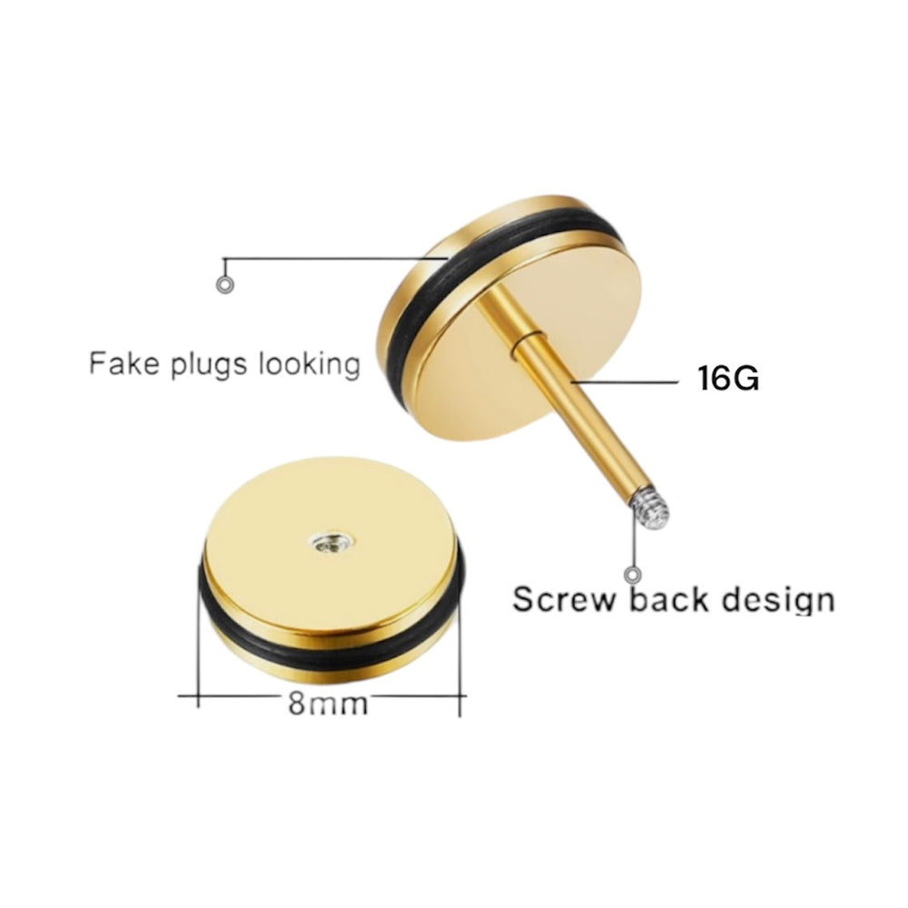 PVD Surgical Steel 16 Gauge Fake Ear Gauge Plugs - Pair - photo 2