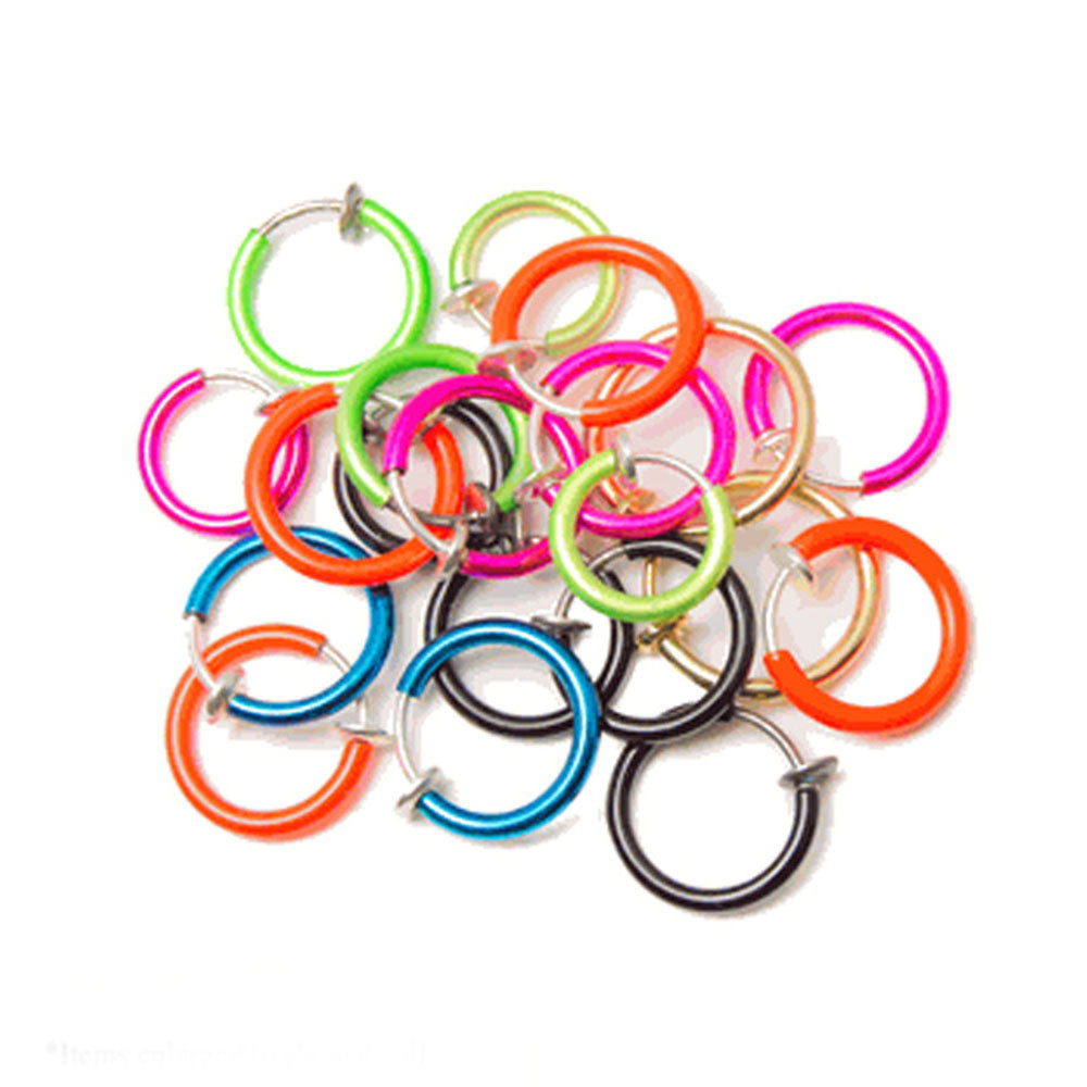 Surgical Steel PVD Spring Loaded Fake Hoop Earrings - 100 Pack