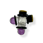 Glass 0 Gauge Bullet Shape Floating Birthstone Ear Plugs - Pair