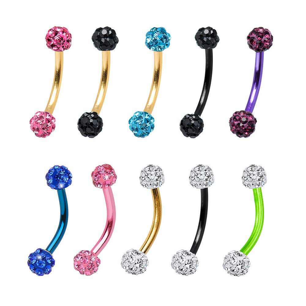 Surgical Steel 16 Gauge Curved Barbell with Ferido Ball