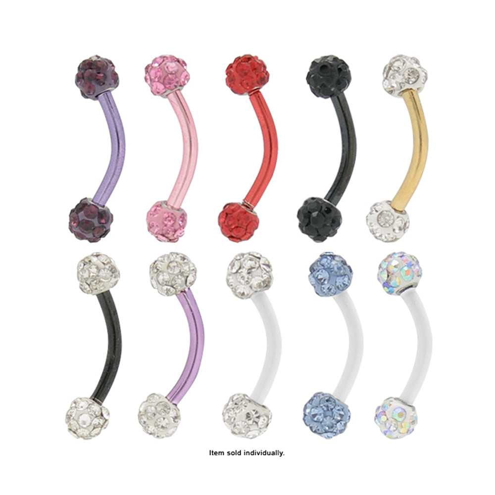 Surgical Steel 16 Gauge Curved Eyebrow Barbell with Ferido Balls