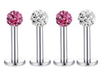 Surgical Steel 16 Gauge Labret Stud with Ferido Ball - 4 Pack