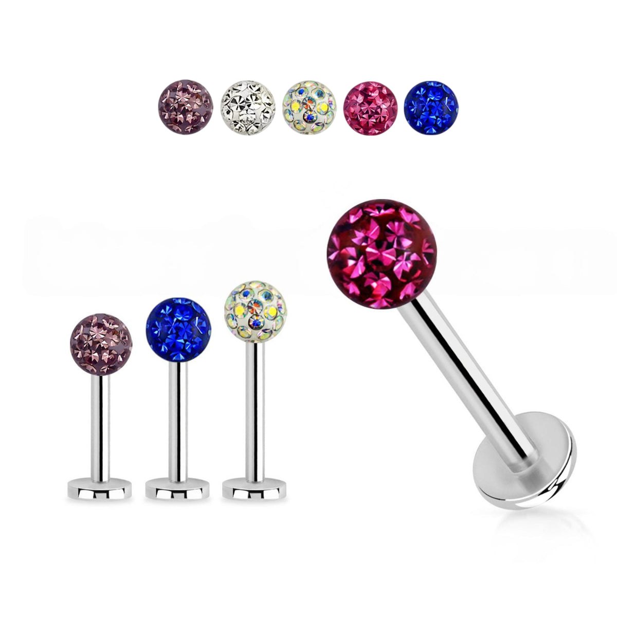 Surgical Steel 16 Gauge Labret Stud with Ferido Ball