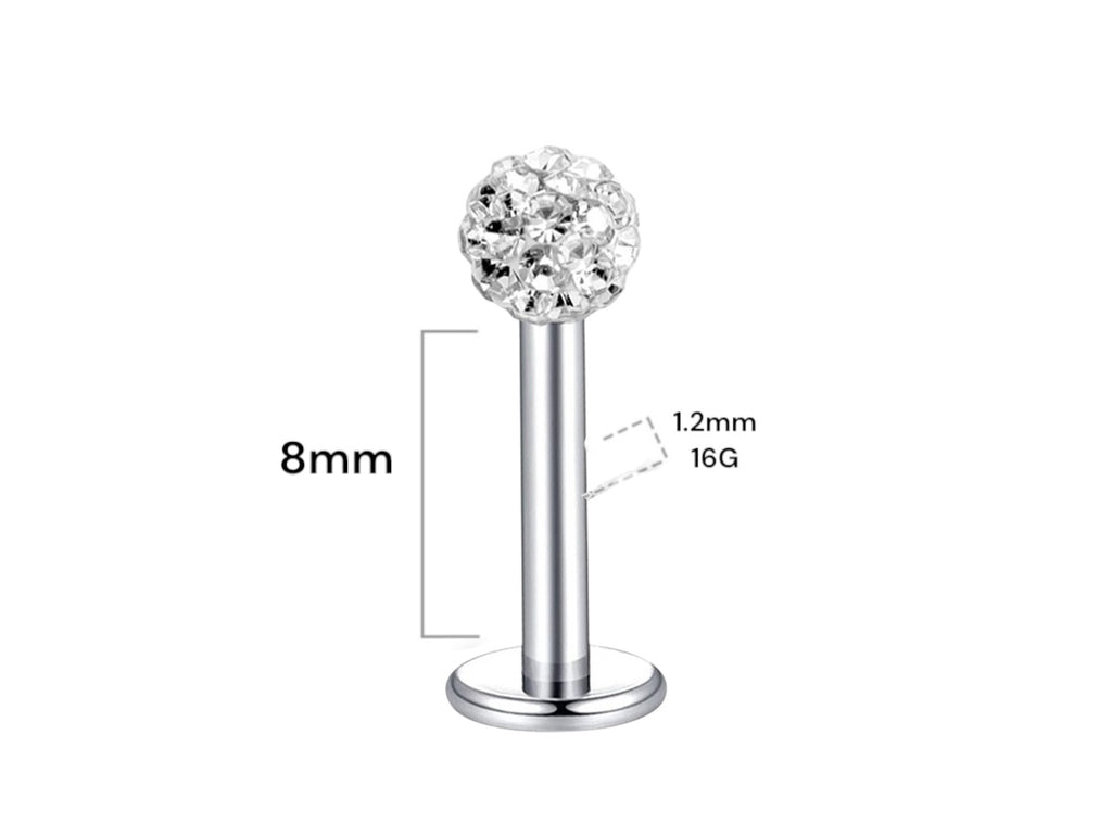Surgical Steel 16 Gauge Labret Stud with Ferido Ball - 4 Pack - View 2