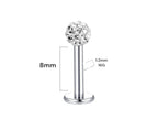 Surgical Steel 16 Gauge Labret Stud with Ferido Ball - 4 Pack - View 2
