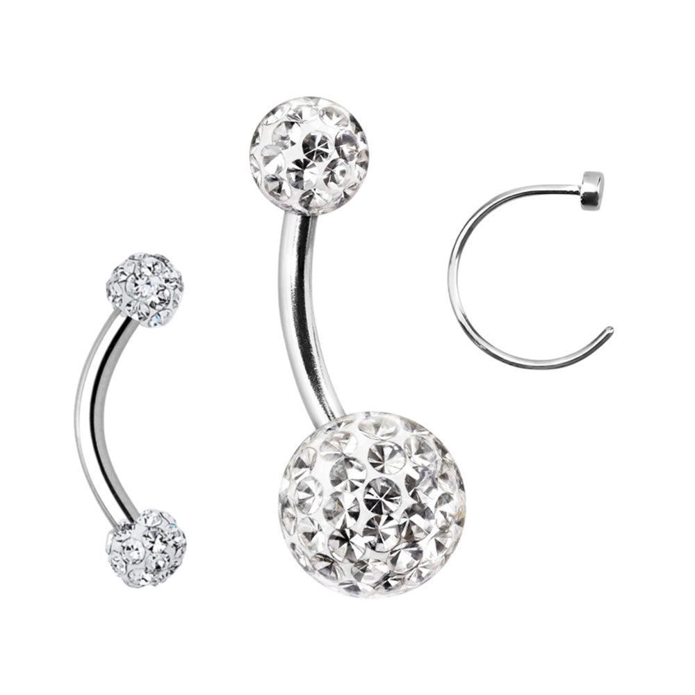Surgical Steel 18 to 14 Gauge Ferido C-Shape Nose Rings - 3 Pack