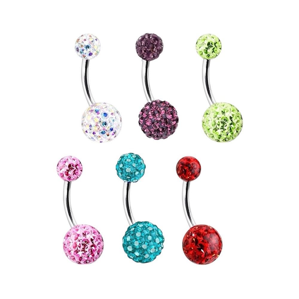Surgical Steel 14 Gauge Ferido Gems Belly Button Rings - 6 Pack