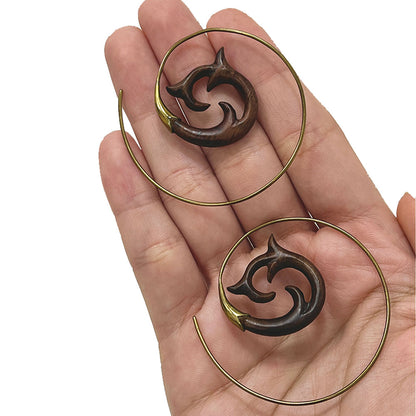 Wood 18 Gauge Spiral Tapers with Cast Brass Filigree - Pair - photo 3
