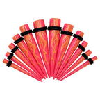 Acrylic 6G to 7/16" Fire Hot Pink Ear Tapers Kit - 12 Pack