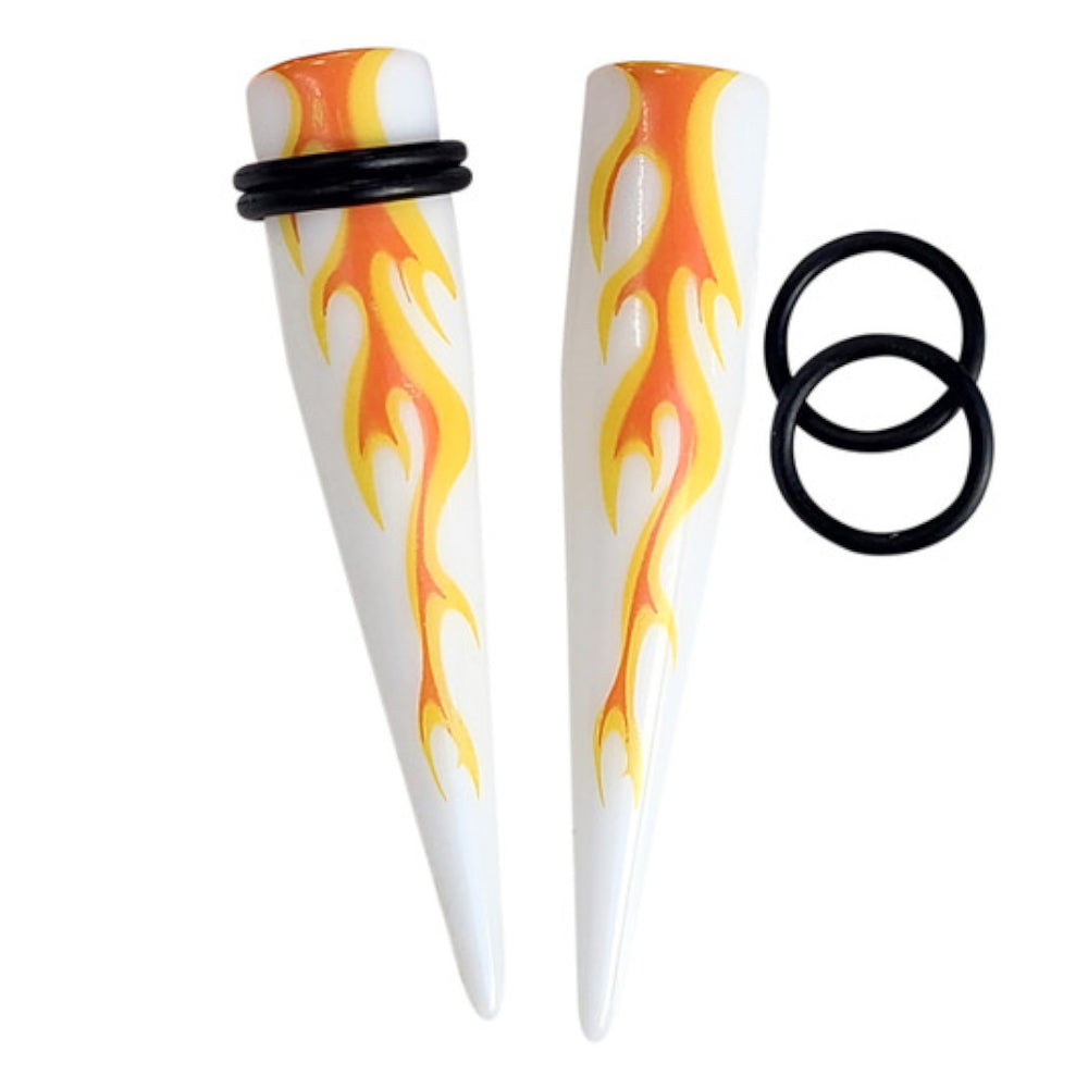 Acrylic 6G to 7/16" Fire White Ear Tapers Stretching Kit - 12 Pack