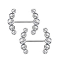 Surgical Steel 14 Gauge Five Bezel CZ Ends Nipple Barbell - Pair