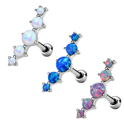 Surgical Steel 16 Gauge Tragus Barbell with Five Opal