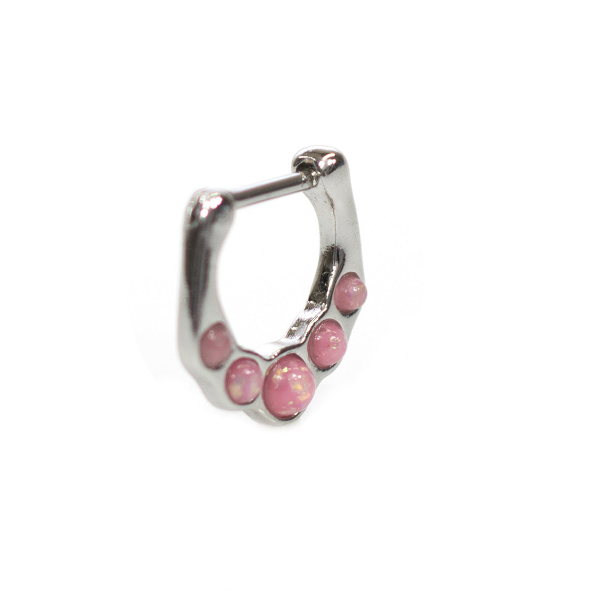Surgical Steel Hinged Segment Hoop Septum Ring 16 Gauge & 5 Opal Gem - Kruelty - Photo 6