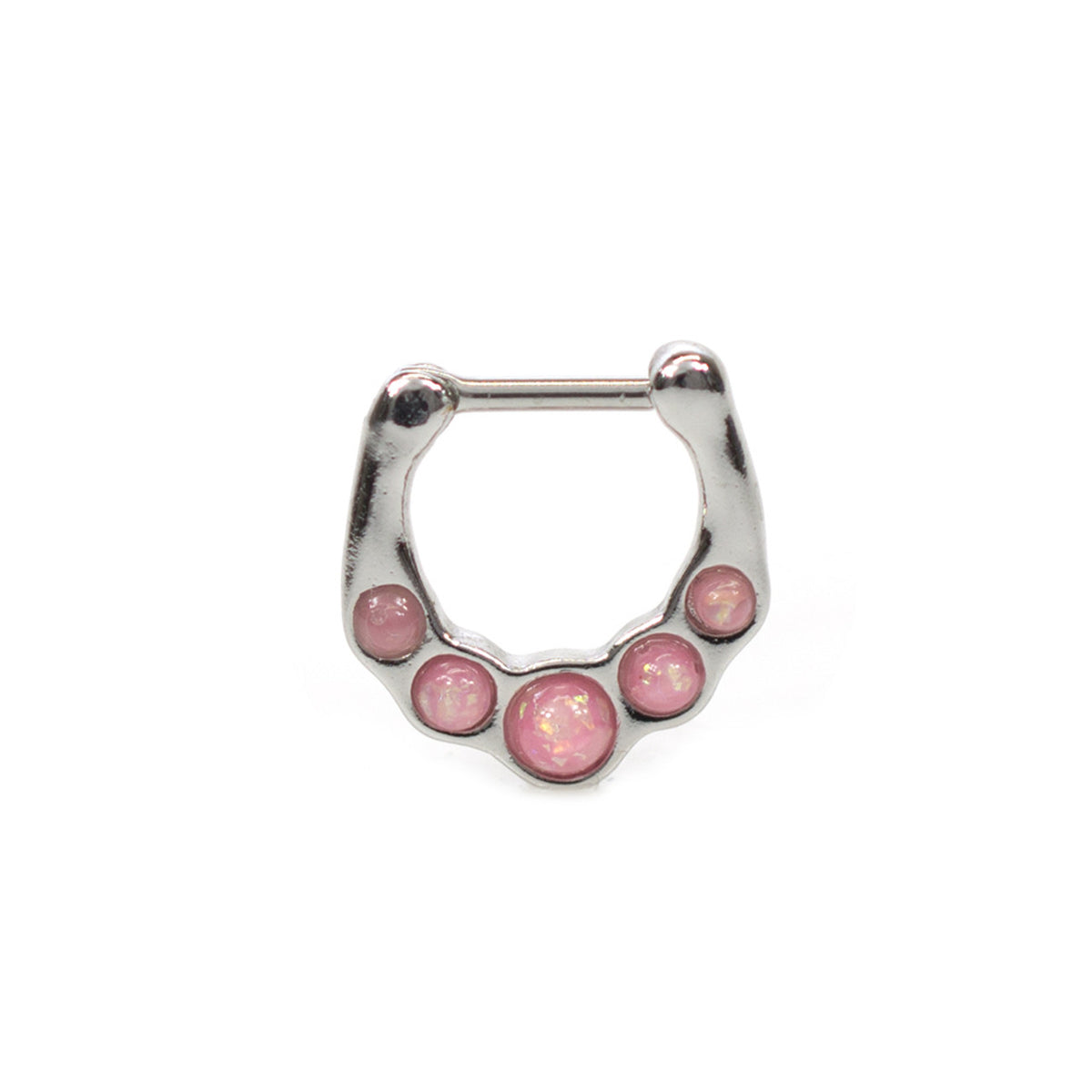Surgical Steel Hinged Segment Hoop Septum Ring 16 Gauge & 5 Opal Gem - Kruelty - Photo 10
