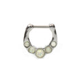 Surgical Steel Hinged Segment Hoop Septum Ring 16 Gauge & 5 Opal Gem - Kruelty - Photo 9