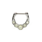 Surgical Steel Hinged Segment Hoop Septum Ring 16 Gauge & 5 Opal Gem - Kruelty - Photo 9