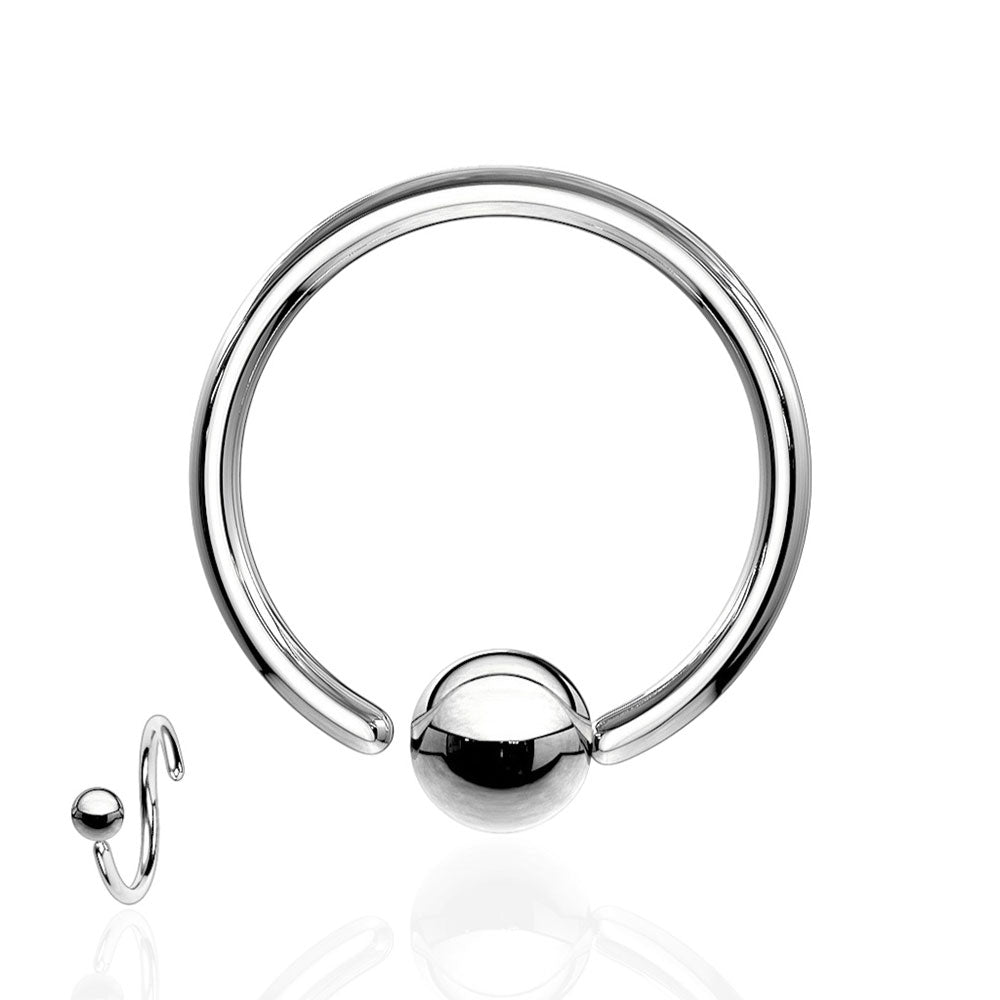 Surgical Steel 14 to 18 Gauge Captive Bead Ring with Fixed Ball