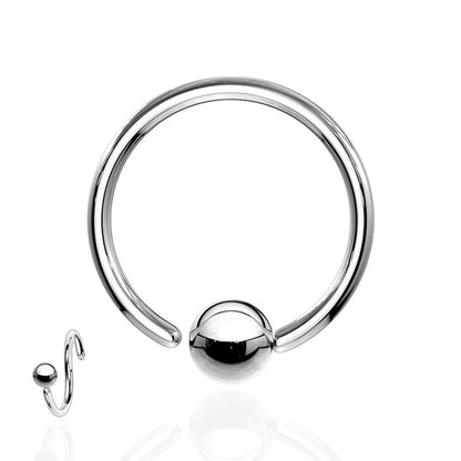 Surgical Steel 14 to 18 Gauge Captive Bead Ring with Fixed Ball