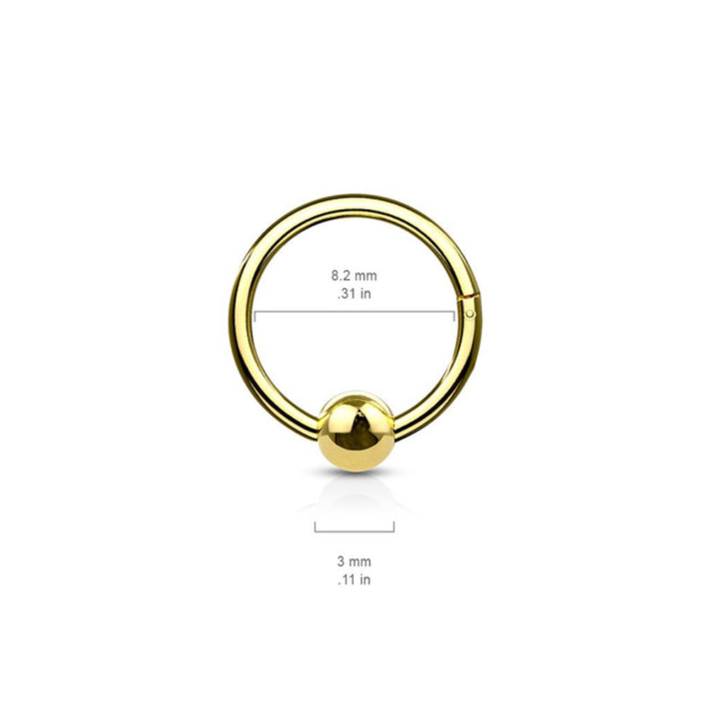 Surgical Steel 16 & 18 Gauge Hinged Segment Ring with Fixed Ball - photo 2