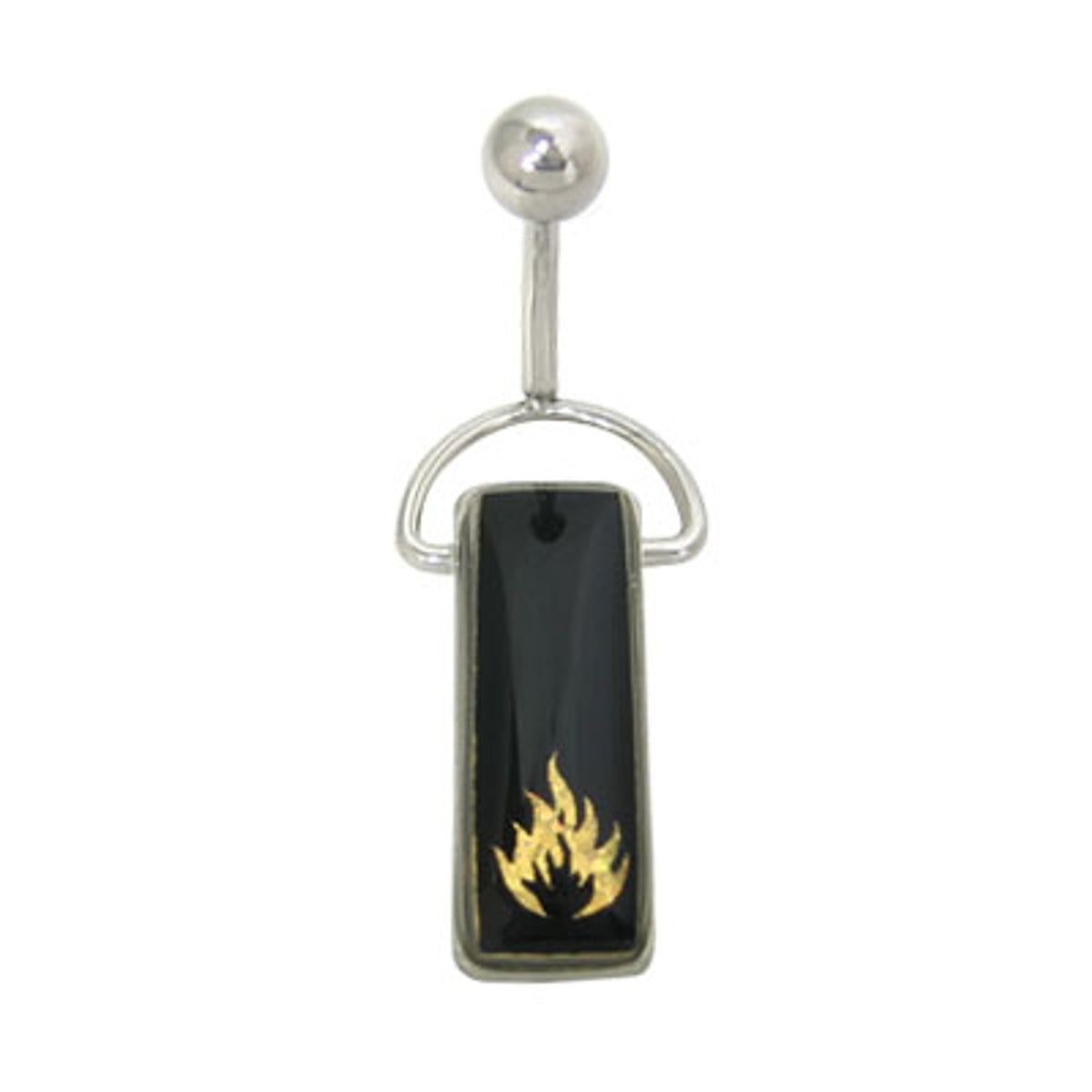Surgical Steel 14 Gauge Belly Ring with Dangle Flame Pendant