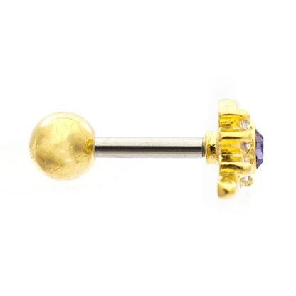 Surgical Steel 16 Gauge Cartilage Barbell with Flame Round CZ - photo 2