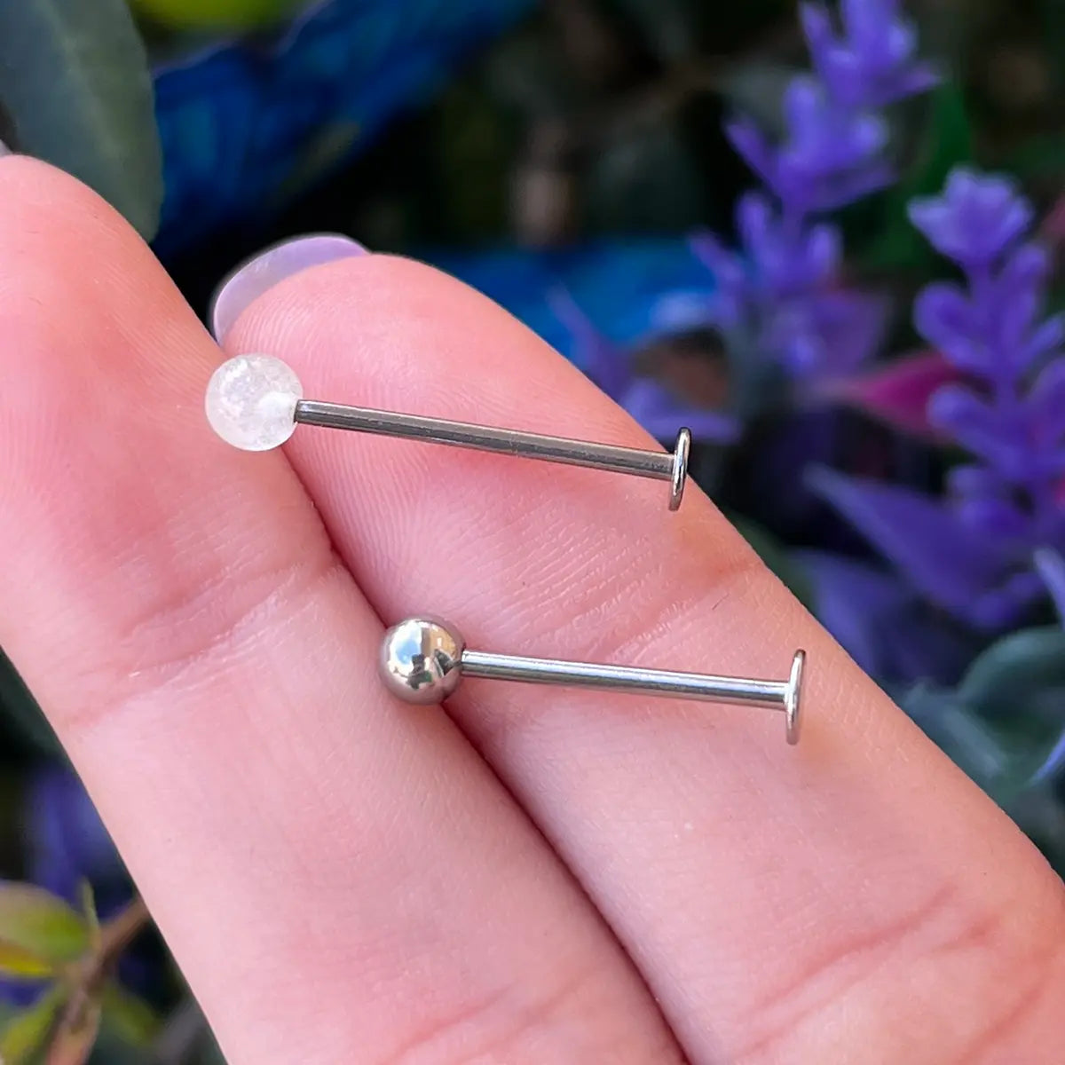Surgical Steel 14 and 16 Gauge Flat Back Tongue Barbell - Pair