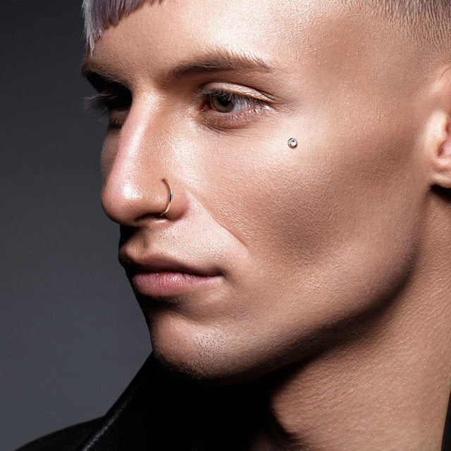 Titanium 20 to 18 Gauge Flat Back Nose Ring with D Shape - photo 2
