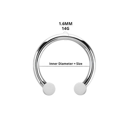 Titanium Horseshoe Circular Barbell 14G 10mm & 12mm with Flat Balls - photo 2