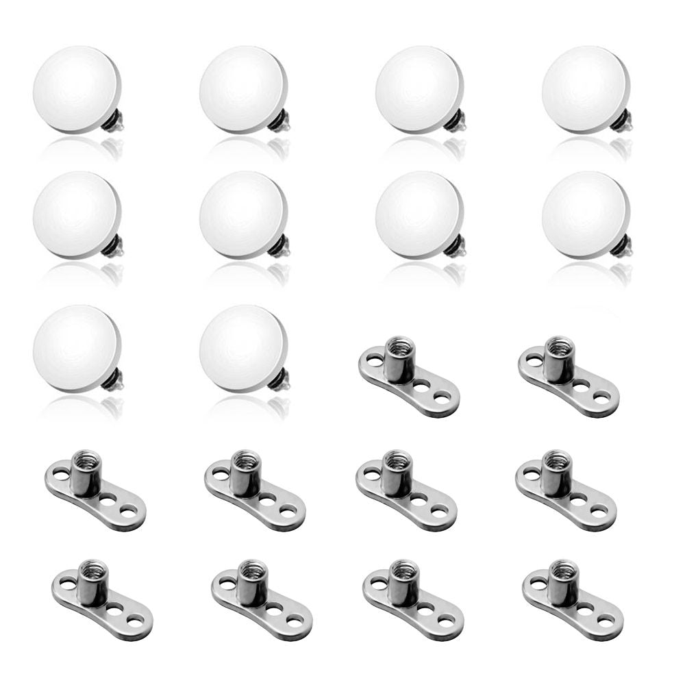 Surgical Steel Flat Dermal Tops & Anchors - 10 Pack