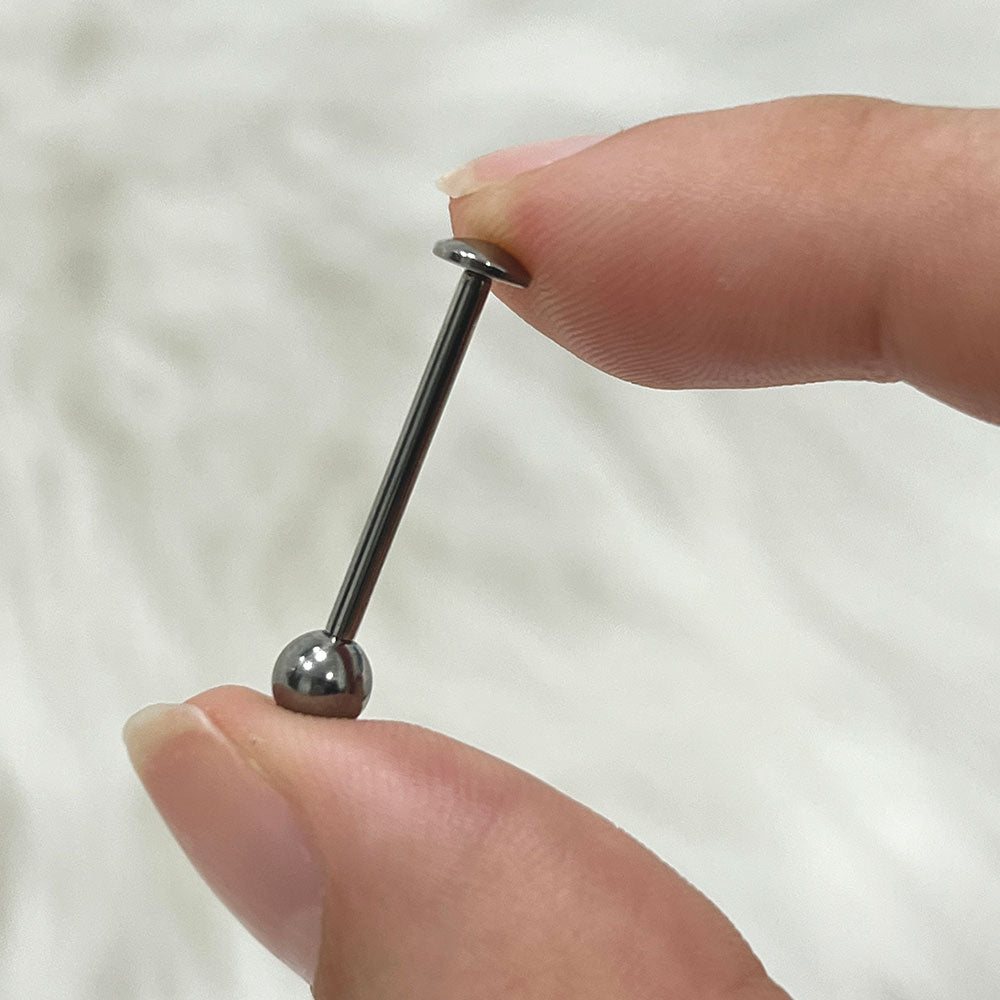 Titanium Straight Barbell 14G 12mm to 18mm with Flat Disc Dome Top - photo 4
